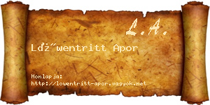Löwentritt Apor névjegykártya